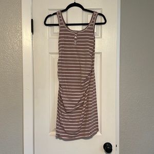 Pink stripe maternity dress for summer